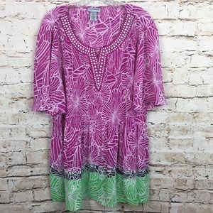 ❌SOLD❌Catherine’s Tropical Inspired Sheer Tunic